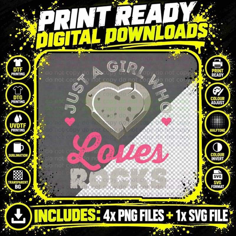 Just a Girl Who Loves Rocks Geology Rock Collecting Png SVG Digital Bundle