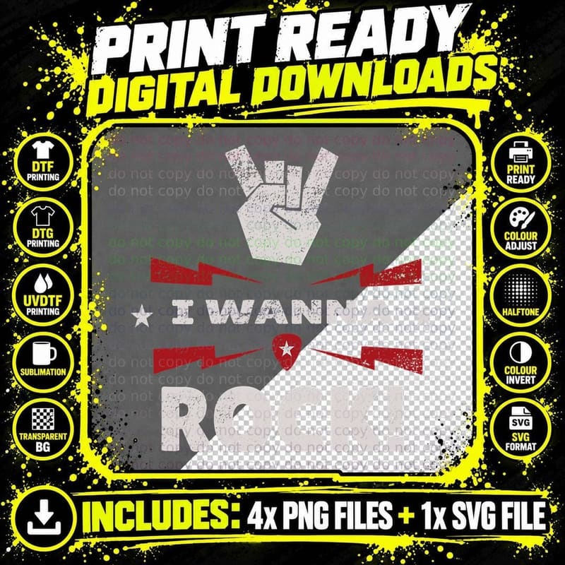 Lyriclyfe T-Shirt - I WANNA ROCK Png SVG Digital Bundle