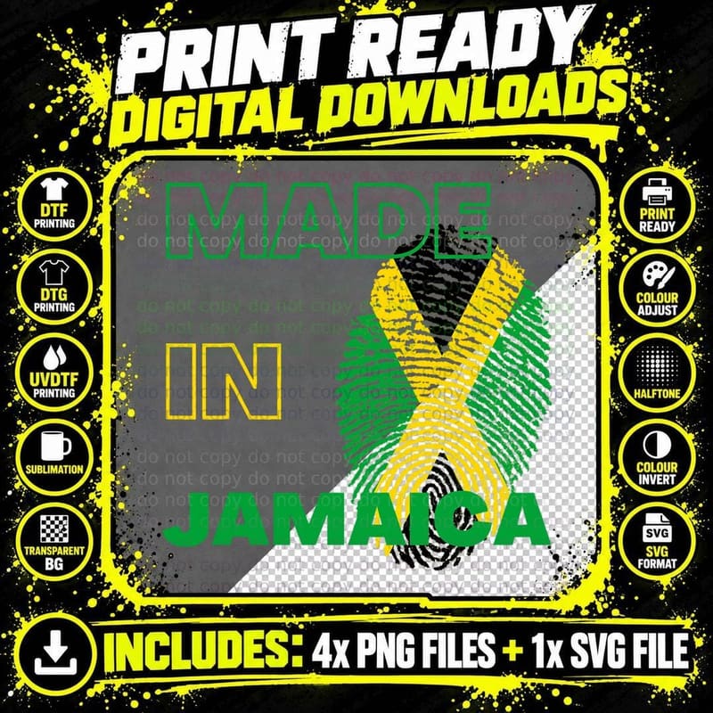 Made in Jamaica Flag Tee Jamaican Trip Reggae Souvenir Png SVG Digital Bundle