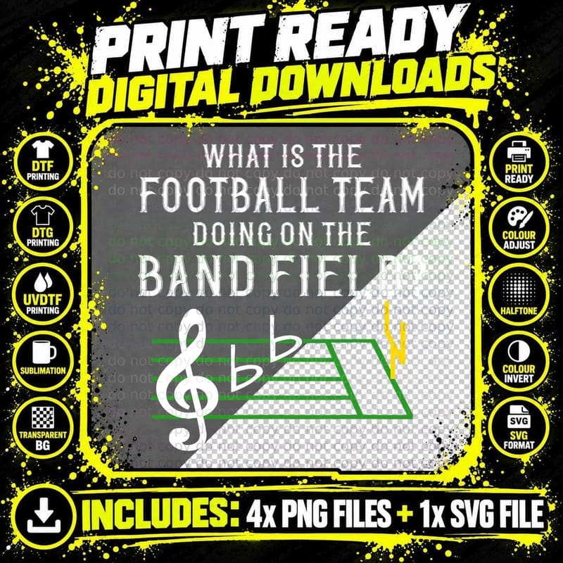 Marching Band What Is the Football Team Doing on Field Png SVG Digital Bundle