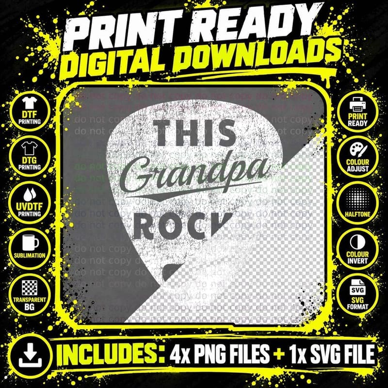 Mens Guitar Pick Graphic Art Design - Vintage This Png SVG Digital Bundle