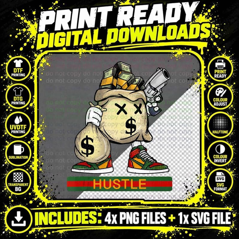 Money Stacks Hustle Wall Street Hip Hop Rap Lover Gift Png SVG Digital Bundle