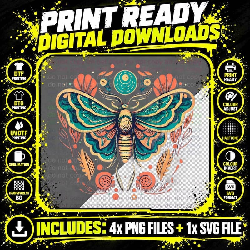 Moth Fairy Grunge Aesthetic Fairycore Artwork Original Png SVG Digital Bundle