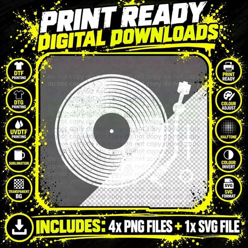 Music Record T-Shirt, Vinyl Art Print, Music Lover Style Png SVG Digital Bundle