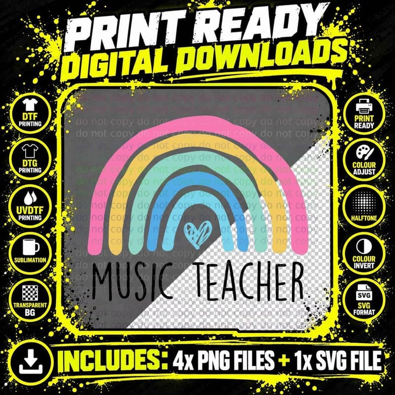 Music Teacher Squad Musician Band School Worker Png SVG Digital Bundle