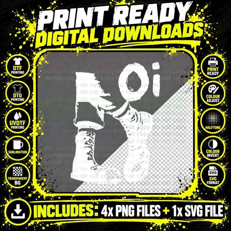 Oi Punk Rock with Combat Boots. T-Shirt Png SVG Digital Bundle