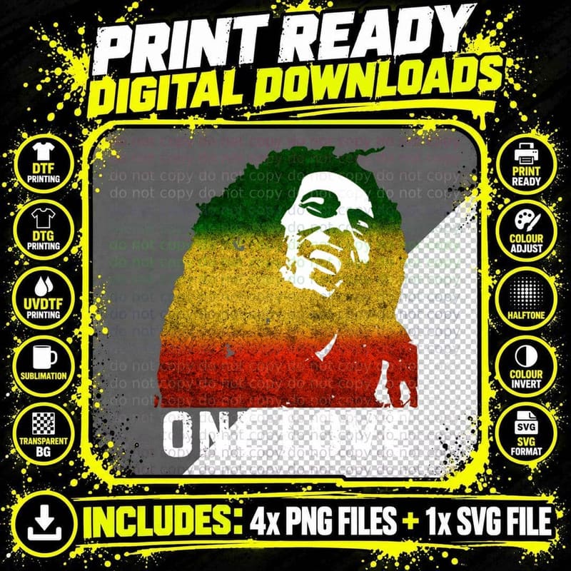 One Reggae Love Reggae Music Rastafarian Jamaica Rock Png SVG Digital Bundle