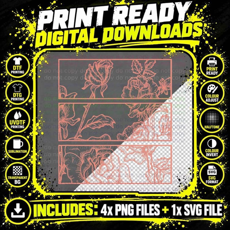 Peach Roses Aesthetic Soft Grunge Pastel Goth Punk Indie Png SVG Digital Bundle