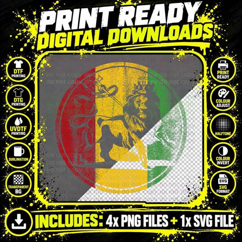 Rasta Rastafarian Rastafari Lion Reggae Jamaica Jamaican Png SVG Digital Bundle
