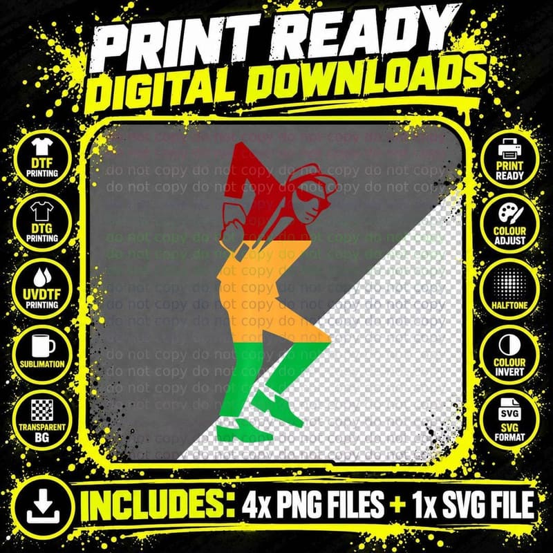 Rasta Rude Boy Reggae Colors Ska Boy Png SVG Digital Bundle