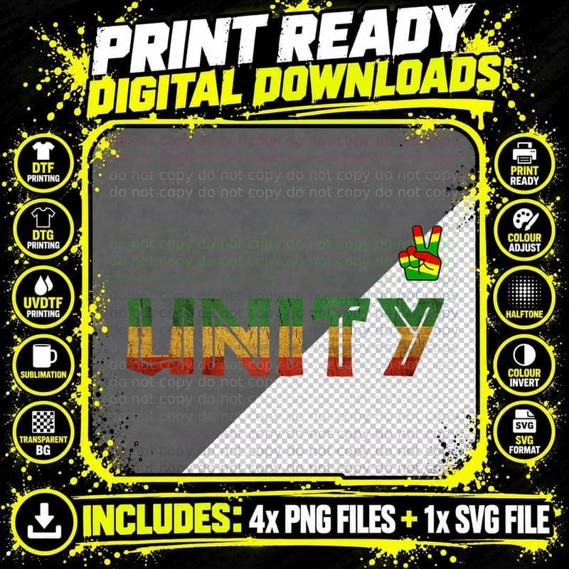 Rastafari Reggae Unity Peace Quote Rasta Colors Gift Png SVG Digital Bundle