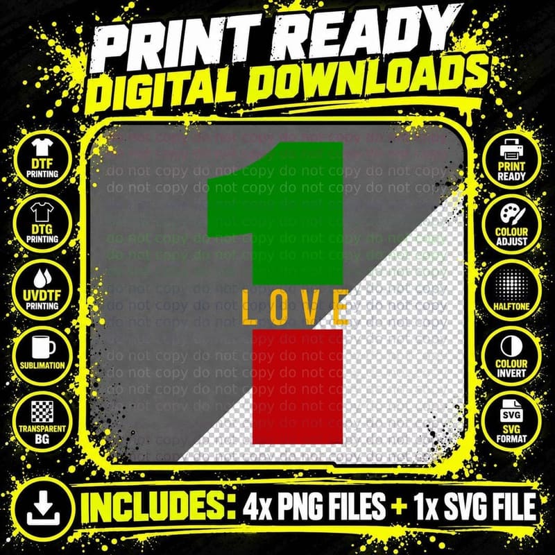 Reggae Jamaica Rasta 1 Love Reggae Music T-Shirt Png SVG Digital Bundle