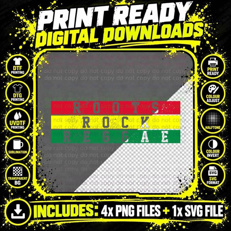 Reggae Music - Roots Rock Jamaica Rastafari Rasta Gift Png SVG Digital Bundle