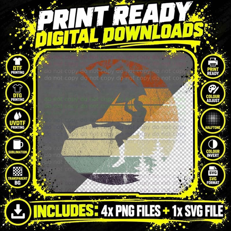 Retro Bouldering Mountain Climber Climb Sports Rock Png SVG Digital Bundle