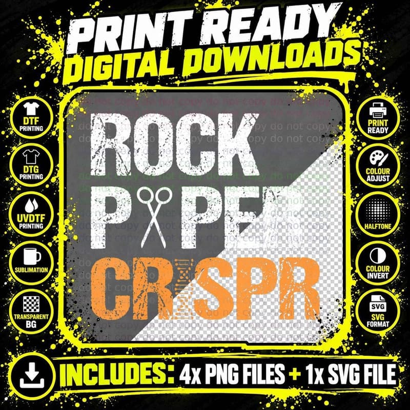 Rock - Paper - Crispr Design for a Crispr Genetic Png SVG Digital Bundle