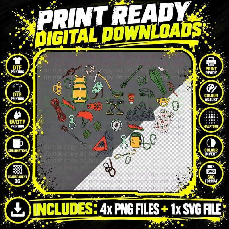 Rock Climbing Artwork for Climbing Enthusiast - Rock Png SVG Digital Bundle