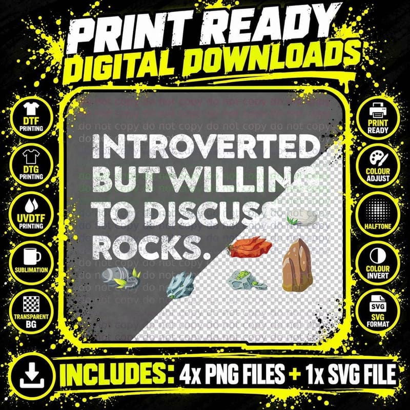 Rock Collecting Introverted but Willing to Discuss Rocks Png SVG Digital Bundle