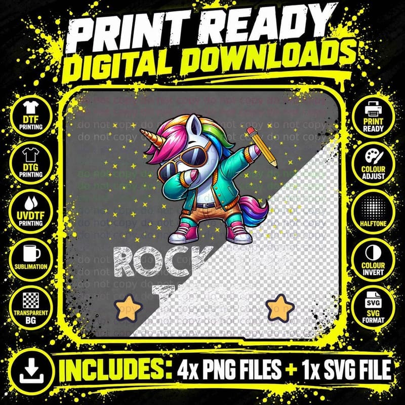 Rock Test Testing Day Teacher Testing Squad Unicorn Png SVG Digital Bundle