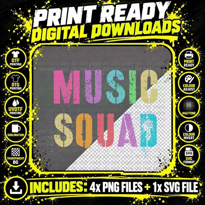 School MUSIC SQUAD Band Teacher Magical Educational Png SVG Digital Bundle