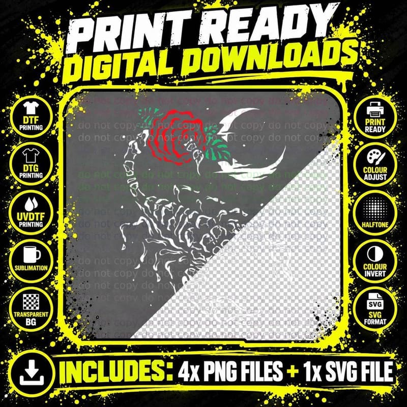 Scorpion Rose Moon Aesthetic Soft Grunge E-Girl Girls Png SVG Digital Bundle