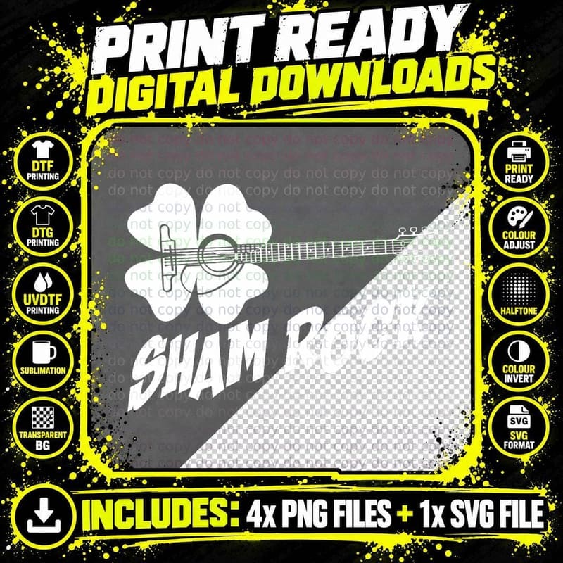 Sham Rock Funny St Patricks Day T-Shirt with Shamrock Png SVG Digital Bundle