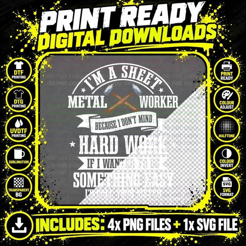 Sheet Metal Worker Blacksmith Metalworking Smith Hard Png SVG Digital Bundle