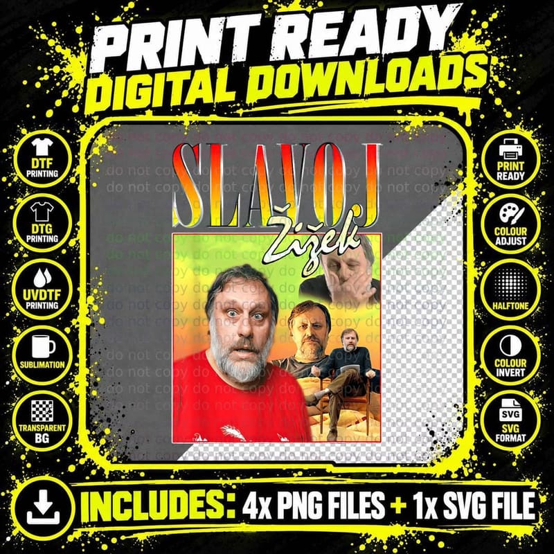 Slavoj Zizek 90s Bootleg Rap Homage Leftist Philosopher Png SVG Digital Bundle
