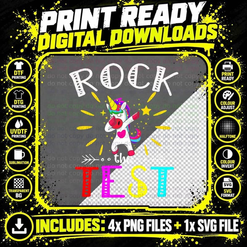 Testing Day Teacher Rock the Test Teaching Students Png SVG Digital Bundle