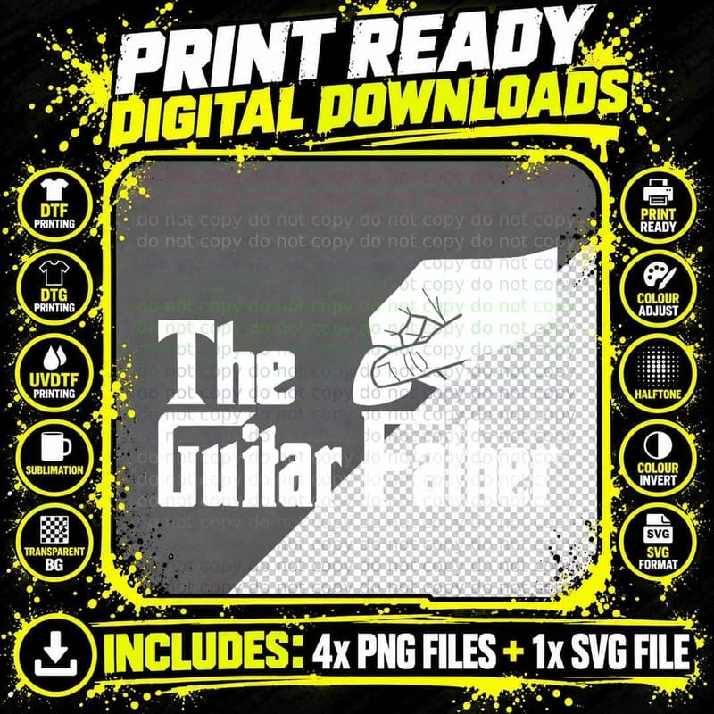 The Guitar Father - Guitar Player Guitarist Musician Png SVG Digital Bundle