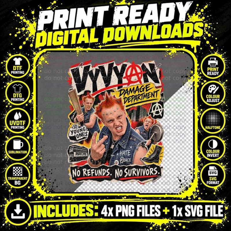 The Young Ones Vyvyan T-Shirt, Vintage Punk Flyer Png SVG Digital Bundle