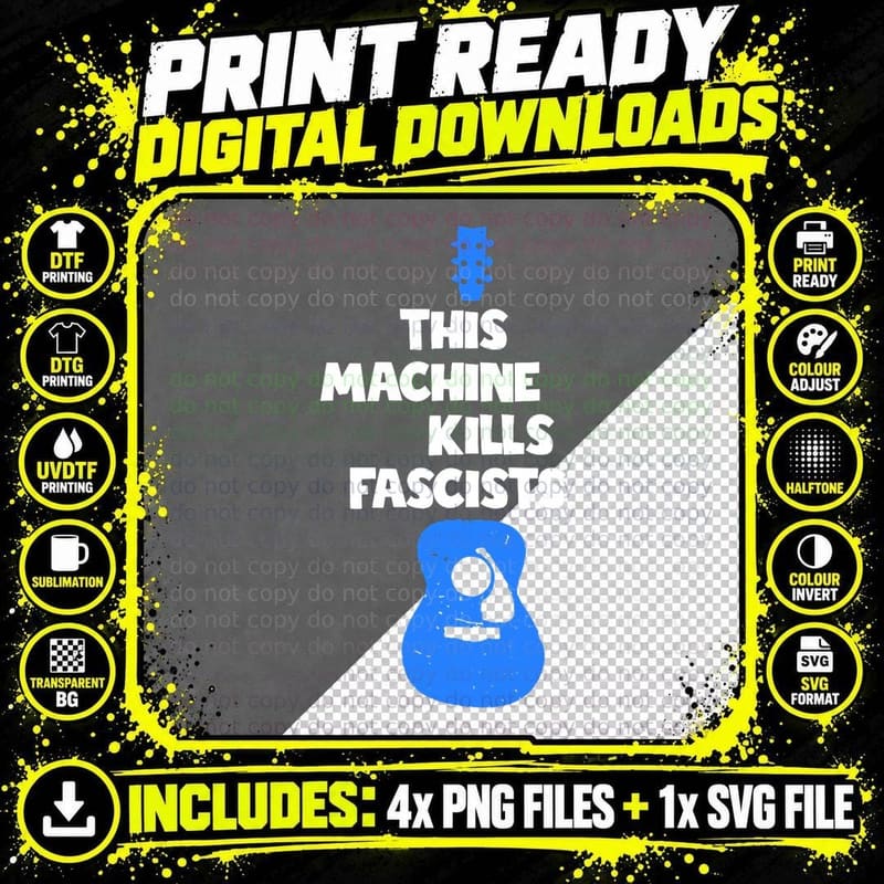 This Machines Kills Fascists Funny Guitar Music Lover Png SVG Digital Bundle