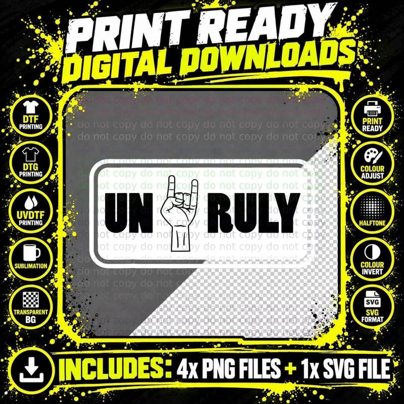 Unruly Jamaican Dancehall Reggae Music Island T-Shirt Png SVG Digital Bundle