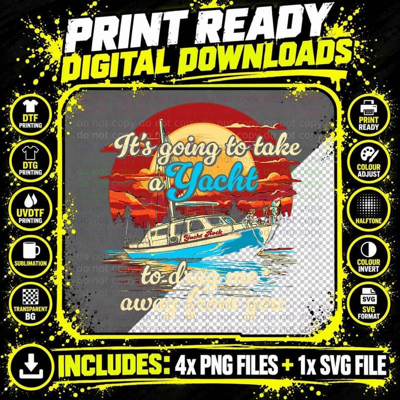 Vintage Style Yacht Rock Party Boat Drinking T-Shirt Png SVG Digital Bundle