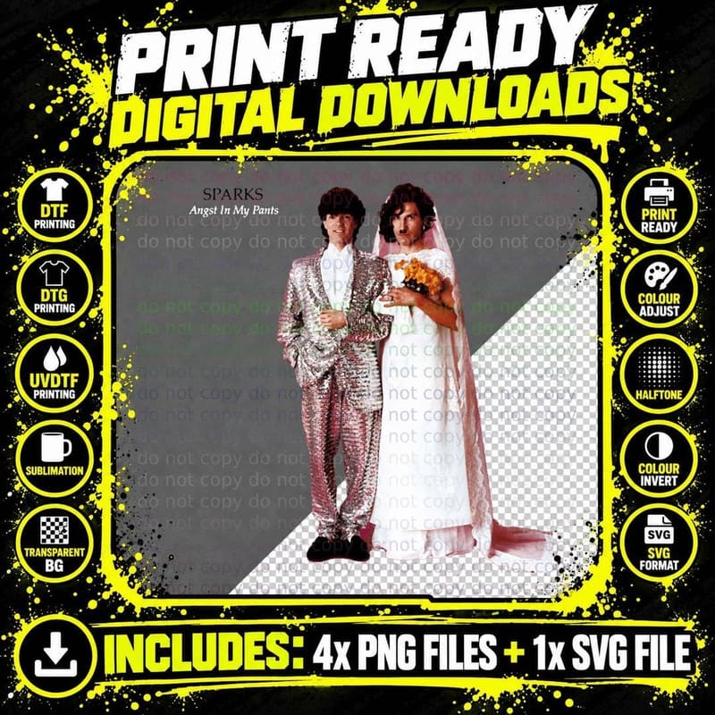 Vintage Wedding Couple Tee, Retro 1982 Album Art Png SVG Digital Bundle