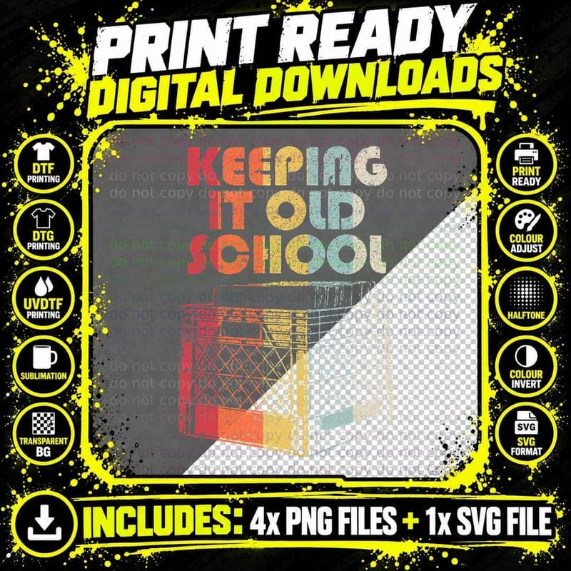 Vinyl Record Shirt. Retro Keeping It Old School T-Shirt Png SVG Digital Bundle