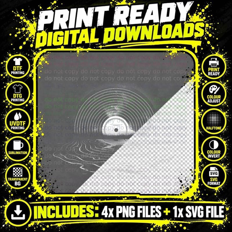 Vinyl Tshirt Music Vinyl Moon Vinyl Record Lovers Png SVG Digital Bundle