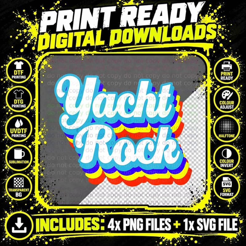 Yacht Rock Party 70s 80s Soft Rock Music Fan T-Shirt Png SVG Digital Bundle
