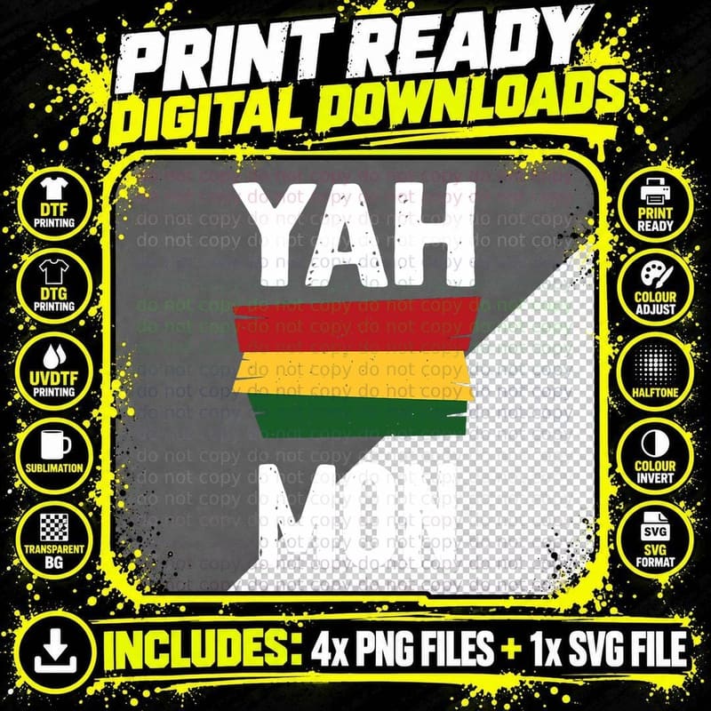 Yah Mon - Rasta Reggae Jamaican Pride T-Shirt Png SVG Digital Bundle
