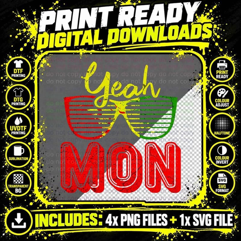 Yeah Mon Jamaican Vacation Jamaica Reggae T-Shirt Png SVG Digital Bundle