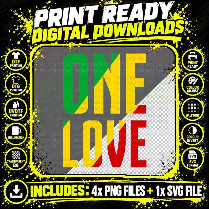 Awesome Day One Love Rasta Jamaican Reggae Style Who Png SVG Digital Bundle