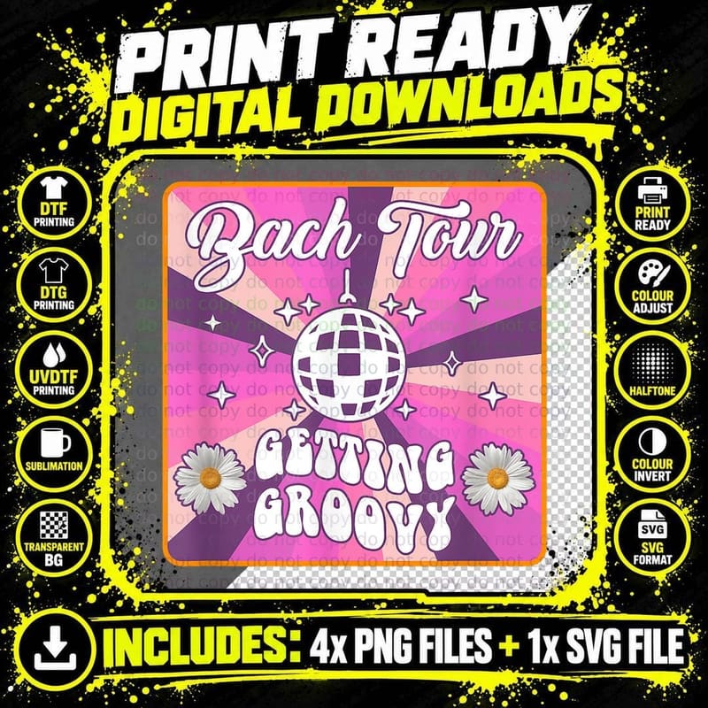 Bach Tour Getting Groovy Bridesmaid Disco Bachelorette Png SVG Digital Bundle