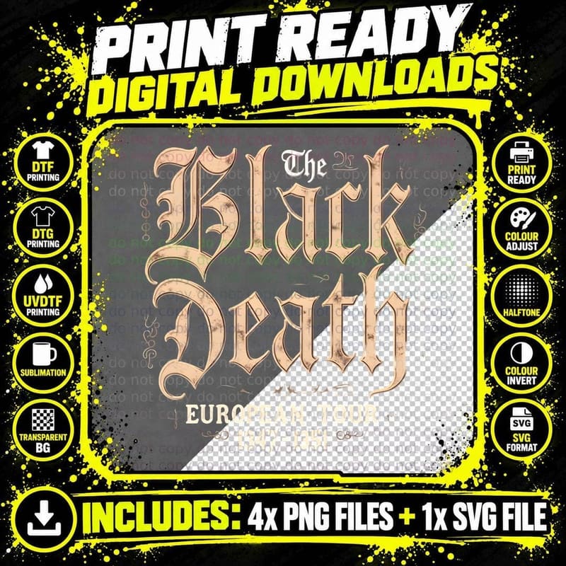 Black Death Medieval History Sarcastic Gift Png SVG Digital Bundle