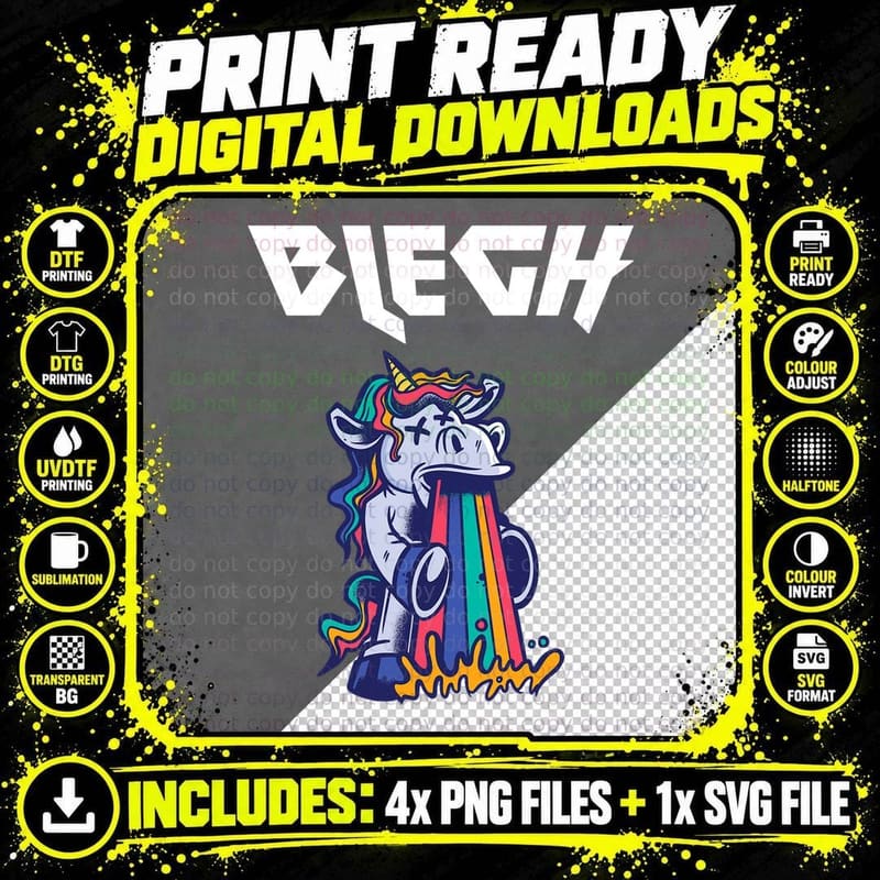 Blegh Heavy Metal Metalcore Deathcore Unicorn T-Shirt Png SVG Digital Bundle