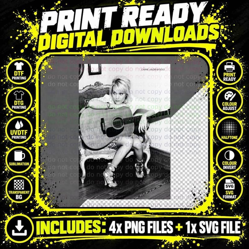 Carrie with Guitar T-Shirt Png SVG Digital Bundle