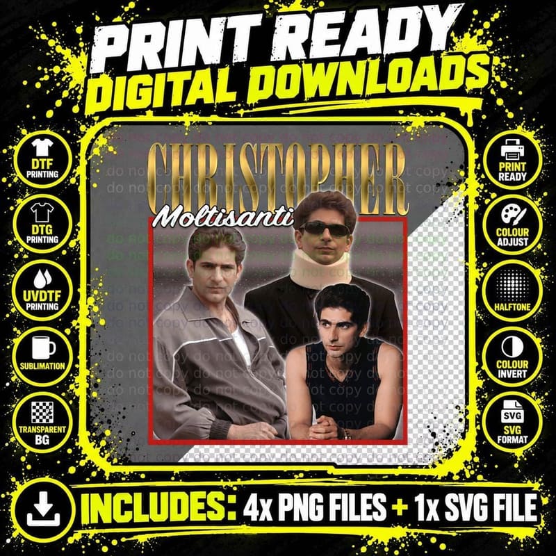 Christopher Moltisanti Sopranos Bootleg Collage Png SVG Digital Bundle