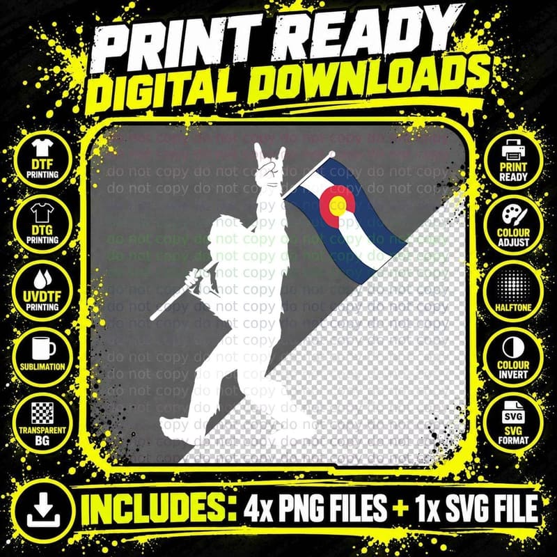 Colorado Bigfoot Rock and Roll Gift for Squatch Png SVG Digital Bundle