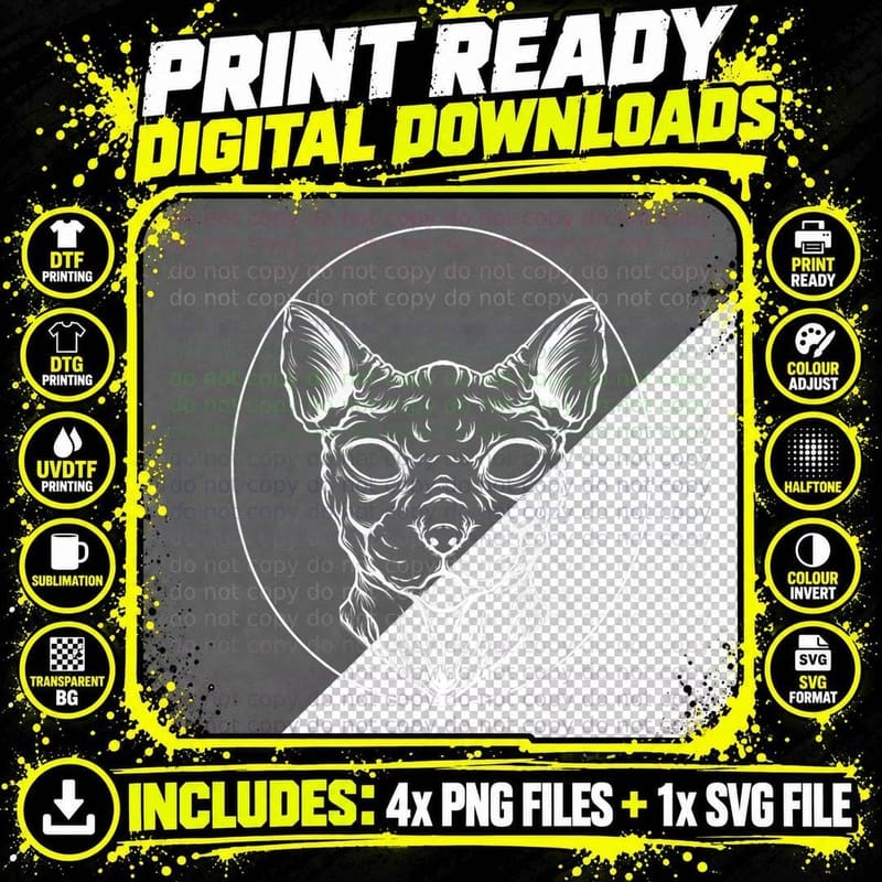 Cute Sphynx Cat Metal Lovers Funny Graphic Cat Lover T Png SVG Digital Bundle