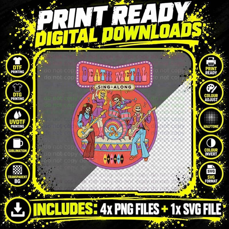 Death Metal Sing-Along Classic T-Shirt Png SVG Digital Bundle