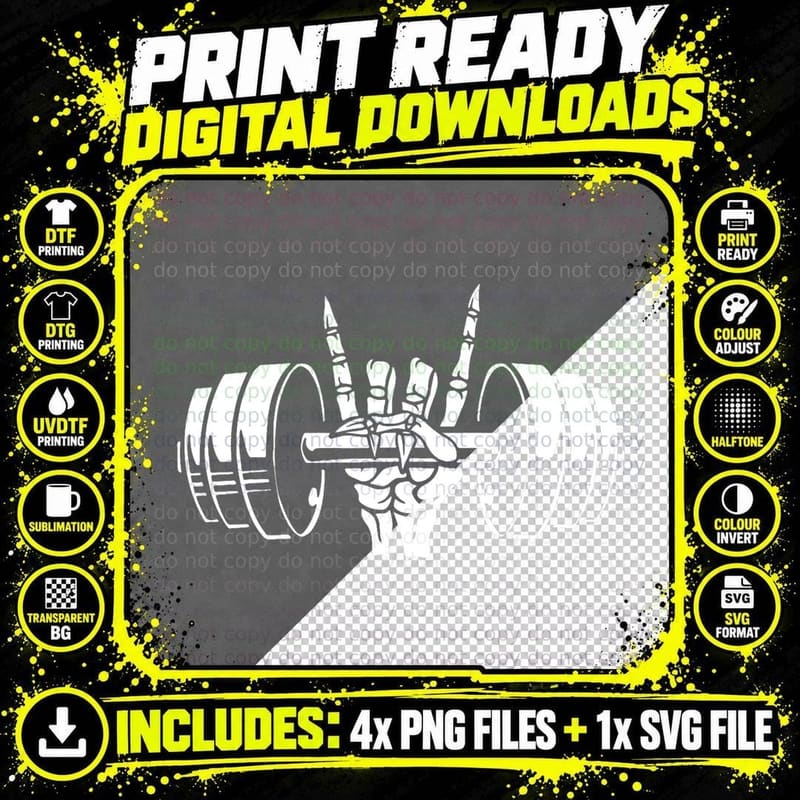Dumbbell Rock Weightlifting Bodybuilding Gym Fitness Png SVG Digital Bundle