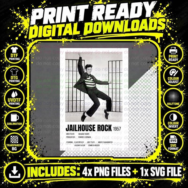 Elvis Presley Jailhouse Rock 1 T-Shirt Png SVG Digital Bundle